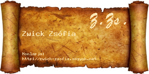 Zwick Zsófia névjegykártya